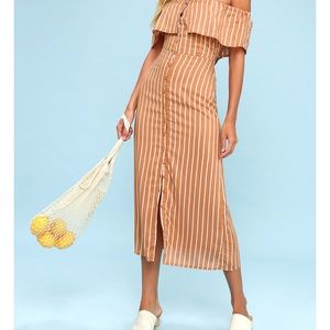 Amuse Society orange striped Roundabout midi dress